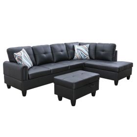 Black Faux Leather Living Room Sofa