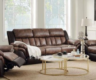 ACME Jaylen Sofa (Motion), Toffee & Espresso Polished Microfiber 55425