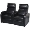 2-Seater Home Theater Recliner Sofa Black Faux Leather