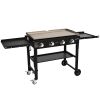 VEVOR Commercial Griddle on Cart, 36" Heavy Duty Manual Flat Top Griddle, Outdoor Cooking Station with Side Shelves, Steel LPG Gas Griddle, 4-Burners