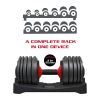 Smart Bell, Quick Select Adjustable Dumbbell, 5-52.5 lbs., Black, Single