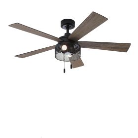 Parker 52" Matte Black Ceiling Fan, 5 Blade, LED Light Kit, Reverse Airflow