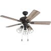 50588-35 Madison County Industrial 42-Inch Aged Bronze Indoor Ceiling Fan, Cage LED Cage Barnwood, Tumbleweed Blades