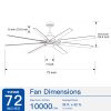 Smart 72" Integrated LED Ceiling Fan with Silver Blades in Brushed Nickel Finish