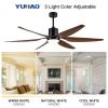 66 in. Integrated LED Farmhouse  Smart Ceiling Fan with Distressed Wood Blades