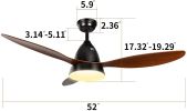 ANKEE Ceiling Fans, 52'' Ceiling Fan with LED Frosted Light and Remote Control, Brushed Nickel Finish Blades for Living Room Kitchen Bedroom Dining Ro