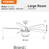 YUHAO 56 in.Farmhouse Faux wood Black Smart Ceiling Fan with Remote Control