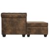 L-shaped Chesterfield Sofa Artificial Leather Brown