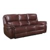 Double Reclining Sofa Brown Leather Luxurious Comfort Style Living Room Furniture 1pc