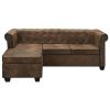 L-shaped Chesterfield Sofa Artificial Leather Brown