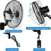 2Pack HealSmart 18 Inch Household Commercial Wall Mount Fan, 90 Degree Horizontal Oscillation, 5 Speed Settings, Black