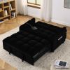 Loveseats Sofa Bed with Pull-out Bed,Adjsutable Back and Two Arm Pocket,TypeC and USB Charging with Copper nail,Black (47"x53"x31")