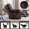 Overstuffed Massage Recliner Chairs with Heat and Vibration, Soft Fabric Single Manual Reclining Chair for Living Room Bedroom (Brown)