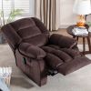 Overstuffed Massage Recliner Chairs with Heat and Vibration, Soft Fabric Single Manual Reclining Chair for Living Room Bedroom (Brown)