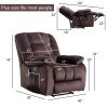 Overstuffed Massage Recliner Chairs with Heat and Vibration, Soft Fabric Single Manual Reclining Chair for Living Room Bedroom (Brown)