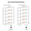 6 Tier Chrome Plated Heavy Duty Adjustable Shelves and Racks, Each Wire Shelf Holds 300 lbs, Ideal for Warehouses, Supermarkets, Balconies or Kitchens