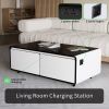 Modern Smart Coffee Table with Built-in Fridge, Bluetooth Speaker, Wireless Charging Module, Touch Control Panel, Power Socket, USB Interface, Outlet