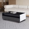 Modern Smart Coffee Table with Built-in Fridge, Bluetooth Speaker, Wireless Charging Module, Touch Control Panel, Power Socket, USB Interface, Outlet