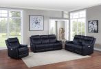 Tailored Dual-Power Reclining Sofa - Nubuck Leather-Like Cover, Power Headrest, Power Footrest - Contemporary Design, Hand-Stitching Details