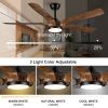 YUHAO 56 in.Farmhouse Faux wood Black Smart Ceiling Fan with Remote Control