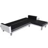 L-shaped Sofa Bed Artificial Leather Black and White