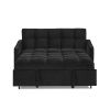 Loveseats Sofa Bed with Pull-out Bed,Adjsutable Back and Two Arm Pocket,TypeC and USB Charging with Copper nail,Black (47"x53"x31")