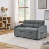 Loveseats Sofa Bed with Pull-out Bed,Adjsutable Back and Two Arm Pocket,TypeC and USB Charging with Copper nail,Grey (47"x53"x31")