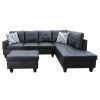 Black Faux Leather Living Room Sofa