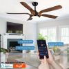 YUHAO 56 in.Farmhouse Faux wood Black Smart Ceiling Fan with Remote Control