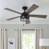 Parker 52" Matte Black Ceiling Fan, 5 Blade, LED Light Kit, Reverse Airflow