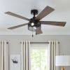 Parker 52" Matte Black Ceiling Fan, 5 Blade, LED Light Kit, Reverse Airflow