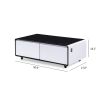 Modern Smart Coffee Table with Built-in Fridge, Bluetooth Speaker, Wireless Charging Module, Touch Control Panel, Power Socket, USB Interface, Outlet