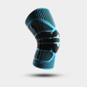 Fitness Running Cycling Patella Knee Silicone Sleeve Protective Gear (Option: L-Sky Blue Black)