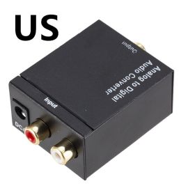 Analog to Digital Audio Converter Fiber Optic with TV Speaker (Option: Black Audio to digital-US)