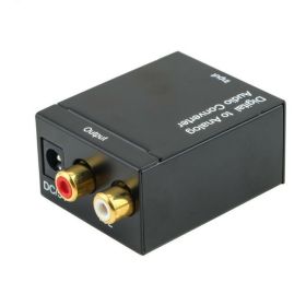 Analog to Digital Audio Converter Fiber Optic with TV Speaker (Option: Black-EU)