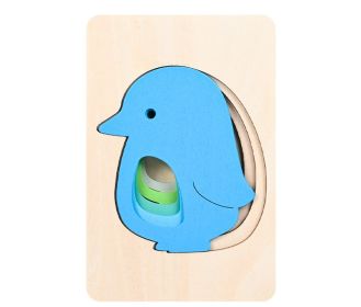 Children's Wooden Animal Multi-layer Gradient 3D Puzzle Model (Option: Penguin Style)