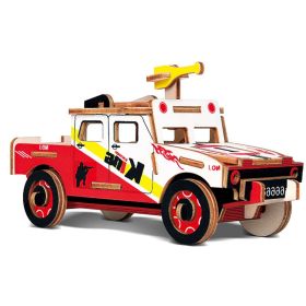 Stall Supply Wooden DIY Assembled Car Simulation Model Children's Educational 3D Three-dimensional Puzzle Blocks Toys (Option: Little Hummer HG Laser Version)