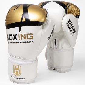 Boxing Glove Men's And Women's Fitness Taekwondo (Option: White And Gold-4OZ)