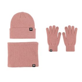 Alpaca Fleecefiber Warm Wool Gloves Three-piece Windproof (Option: Pink Three Piece Set)