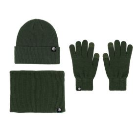 Alpaca Fleecefiber Warm Wool Gloves Three-piece Windproof (Option: Army Green Three Piece Set)