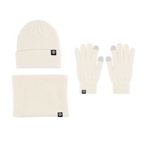 Alpaca Fleecefiber Warm Wool Gloves Three-piece Windproof (Option: Beige Three Piece Set)