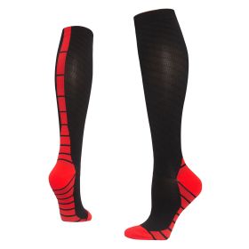 Athletic Stockings Fitness Compression Stockings Outdoor Running (Option: Black And Red-StoM)