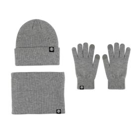 Alpaca Fleecefiber Warm Wool Gloves Three-piece Windproof (Option: Dark Gray Three Piece Set)