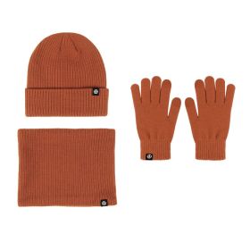 Alpaca Fleecefiber Warm Wool Gloves Three-piece Windproof (Option: Orange Three Piece Set)