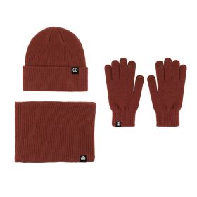 Alpaca Fleecefiber Warm Wool Gloves Three-piece Windproof (Option: Caramel Three Piece Set)