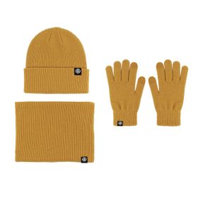 Alpaca Fleecefiber Warm Wool Gloves Three-piece Windproof (Option: Yellow Three Piece Set)