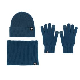 Alpaca Fleecefiber Warm Wool Gloves Three-piece Windproof (Option: Blue Three Piece Set)