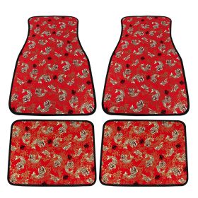 Automotive General Nylon Woven Rubber Bottom Anti Slip Foot Pad (Option: Red Background Goldfish Style-Front Row 2 Piece Set)