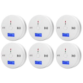 1-6Pcs CO Sensor Carbon Monoxide Detector Sound Independent CO Poisoning Warning Alarm Detectors Meter Kitchen Fireplace Indoor (Color: 6PCS, Ships From: CN)