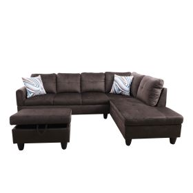 Dark Brown Flannel Living Room Sofa (Color: Dark Brown)